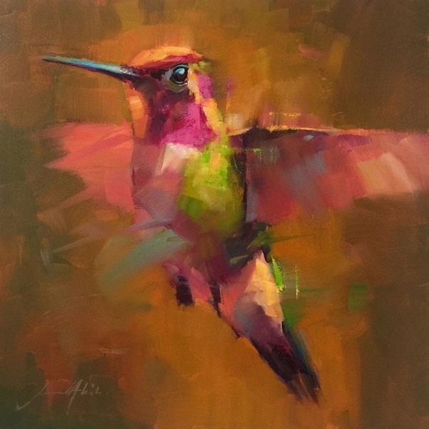 Запечатлеть птицу в полете с помощью камеры довольно сложно, но британскому художнику Джамелю Акибу удается сделать это с помощью масляных красок