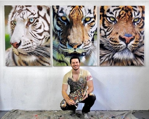 С самого детства канадский художник Ник Сайдер увлекался тиграми Сегодня он отдает дань уважение величественной огромной кошке и другим диким животным в своих невероятных гиперреалистичных