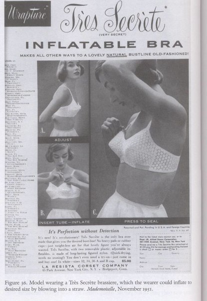 Реклама надувного бюстгалтера. Надувательство от американских женщин 50-х годов.Женщины всегда могли подкачать себе красоты сами или попросив об этом