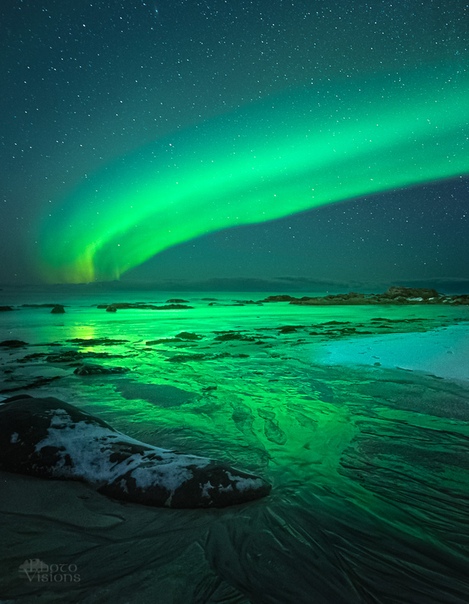Фантастический, волшебный зеленый цвет северного сияния. (Норвегия)
