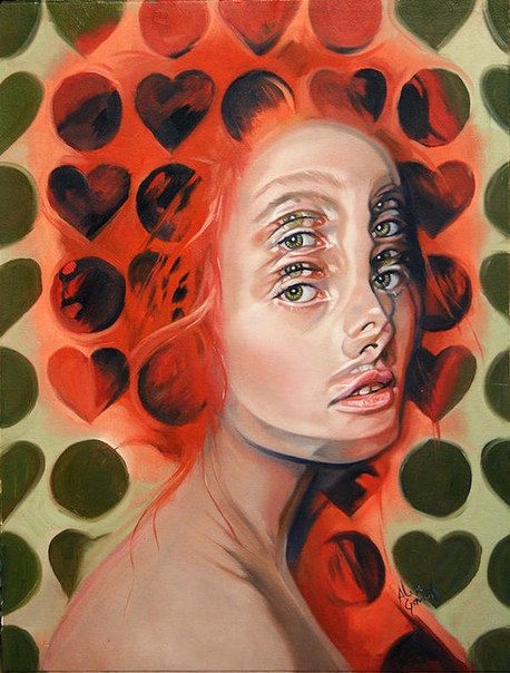 Психоделические портреты художницы Алекс Гарант Канадскую художницу по имени Алекс Гарант (Alex Garant) часто называют «Королевой двойных глаз». Этот псевдоним она получила благодаря своему