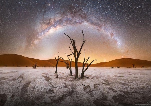 Млечный Путь над «мертвым болотом» Дедвлей в Намибии