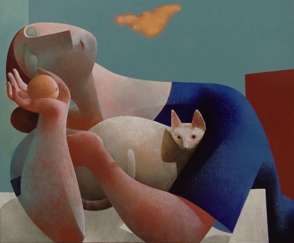 О нежности от Peter Harsamp: кошки и женщины... Его живопись объёмна, образна, фактурна, скульптурна даже.
